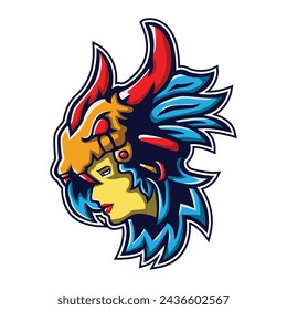 Woman head esport mascot logo design