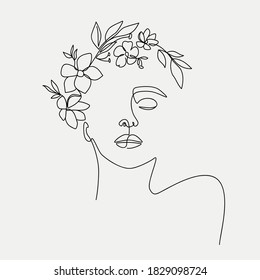Woman head and flowers