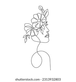Woman Head and Flowers