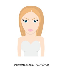 woman head girl female person hair avatar icon. Isolated and flat illustration. Vector graphic