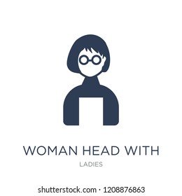 Woman Head with Glasses icon. Trendy flat vector Woman Head with Glasses icon on white background from Ladies collection, vector illustration can be use for web and mobile, eps10