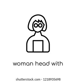 Woman Head with Glasses icon. Trendy modern flat linear vector Woman Head with Glasses icon on white background from thin line Ladies collection, editable outline stroke vector illustration