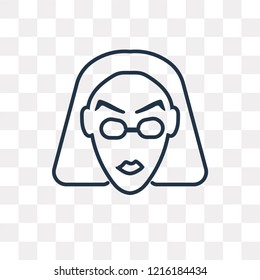 Woman Head with Glasses vector outline icon isolated on transparent background, high quality linear Woman Head with Glasses transparency concept can be used web and mobile