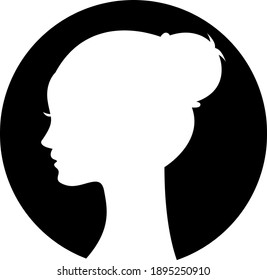 woman head icon, beauty salon logo, black and white female vector