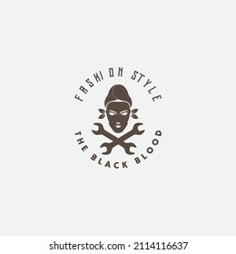 WOMAN HEAD LOGO DESIGN ILLUSTRATION VECTOR ICON SYMBOL