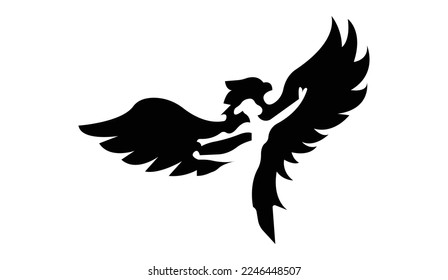 woman head logo and eagle head silhouette vector illustration for logo or mascot icon