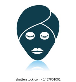 Woman Head With Moisturizing Mask Icon. Shadow Reflection Design. Vector Illustration.