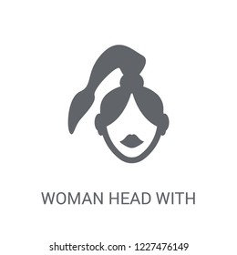 Woman Head with Ponytail icon. Trendy Woman Head with Ponytail logo concept on white background from Ladies collection. Suitable for use on web apps, mobile apps and print media.