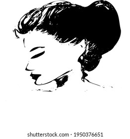 Woman Head Profile Bun Hairstyle Sketch Stock Vector (Royalty Free ...