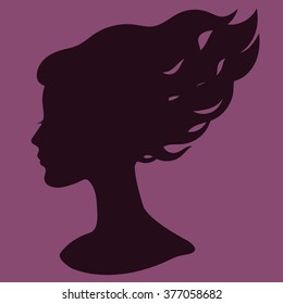 Woman head in profile vector silhouette 