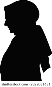 a woman with head scarf, head silhouette vector