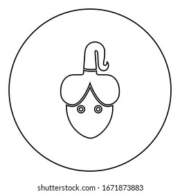 Woman head with scythe Face in front icon in circle round outline black color vector illustration flat style image