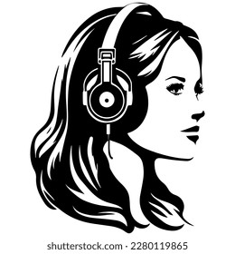 Woman with head set isolated
