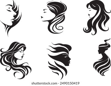 Frau Kopf Form Logo Design mit Illustration