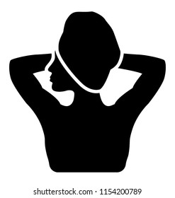 
Woman Head Sheathed Under Towel With A Naked Back Making Sense For Sauna Icon 
