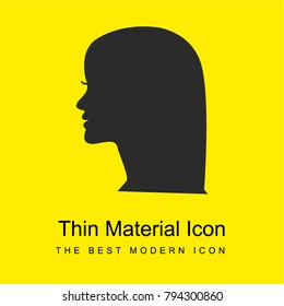 Woman head side view bright yellow material minimal icon or logo design