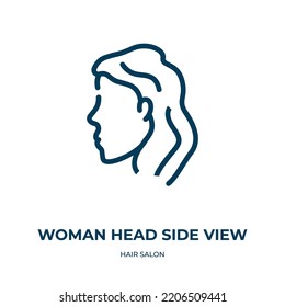 Woman Head Side View Icon. Linear Vector Illustration From Hair Salon Collection. Outline Woman Head Side View Icon Vector. Thin Line Symbol For Use On Web And Mobile Apps, Logo, Print Media.