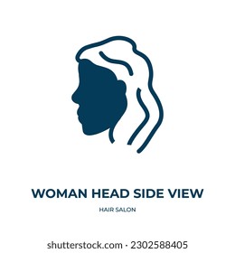 woman head side view vector icon. woman head side view, head, profile filled icons from flat hair salon concept. Isolated black glyph icon, vector illustration symbol element for web design and mobile