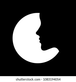 Woman head silhouette, beautiful female face in profile. Vector illustration. Flat design.