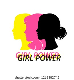 Woman head silhouette, face profile, vignette. Hand drawn vector illustration, isolated on white background. Design for invitation, greeting card, vintage style. - Vector