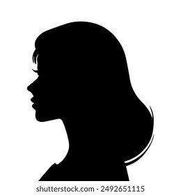 Woman head silhouette flat style vector