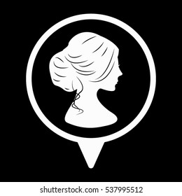 woman, head, silhouette, pointer, icon, vector illustration EPS 10