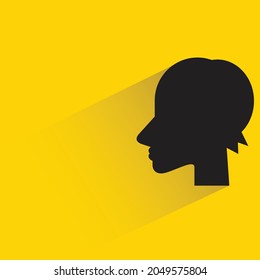 woman head silhouette with shadown on yellow background