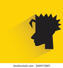 woman head silhouette with shadown on yellow background