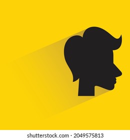 woman head silhouette with shadown on yellow background