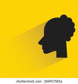 woman head silhouette with shadown on yellow background