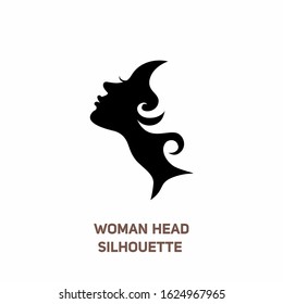 Woman Head Silhouette, Vector Female Head. Minimalist Woman Face Symbol Icon Side View. Lady Face Shape. 