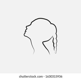 Woman head silhouette. Vector illustration. Flat. Line