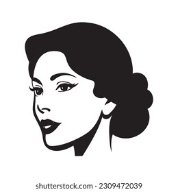 Woman head silhoutte, Beautiful face and hair Fashion icon