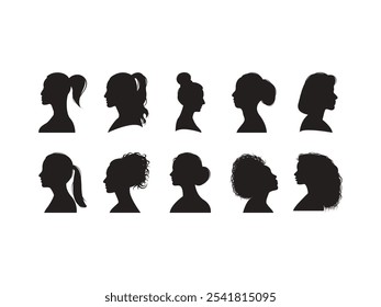 Woman Head Silhouttet Element Set  