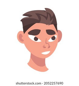 Woman Head with Smiling Look as Facial Expression Vector Illustration
