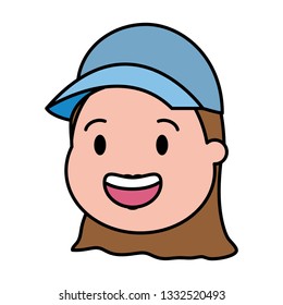woman head with sport cap