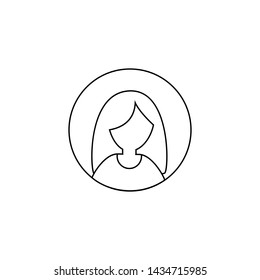 Woman head symbol. Outline female avatar icon.  Simple vector design illustration