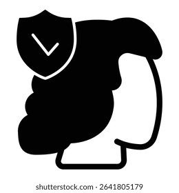 Woman head with trust emblem solid icon, family lawyer concept. Vector graphics. Married person trust, human rights sign on white background, style mobile or design