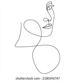 Woman head vector lineart illustration. One Line style drawing. Woman Line Art Minimalist Logo.