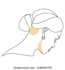 Woman head vector lineart illustration. One Line style drawing. Woman Line Art Minimalist Logo.
