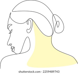 Woman head vector lineart illustration. One Line style drawing. Woman Line Art Minimalist Logo.