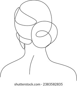 Woman head vector lineart illustration. One Line style drawing. Woman Line Art Minimalist Logo.