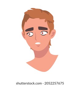 Woman Head with Worried Look as Facial Expression Vector Illustration