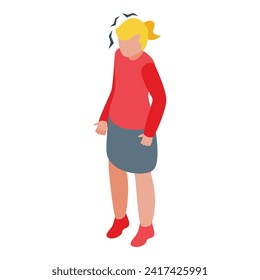 Woman headache icon isometric vector. Sleep problem. Spasm woke nerve