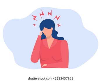 Woman headache or stress Psychology, depression, bad mood,Vector illustration