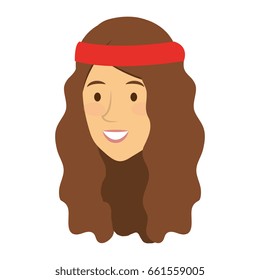 woman with headband character hippy lifestyle