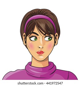 woman with headband and turtleneck sweater