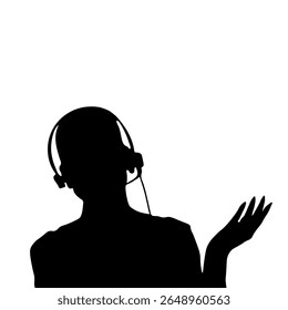 Woman in headphones with a headset, working in a support service, call center, hotline