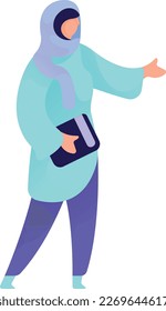Woman With Headscarf Teaching Curvy 1 UI Banner Illustration Vector EPS