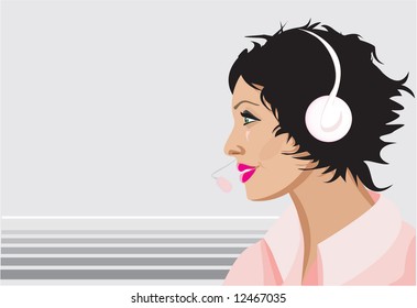 woman with headset